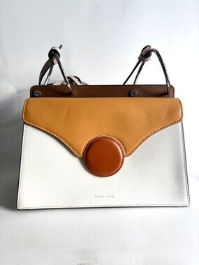 Danse Lente Phoebe Leather Top Handle Bag White Tan Crossbody